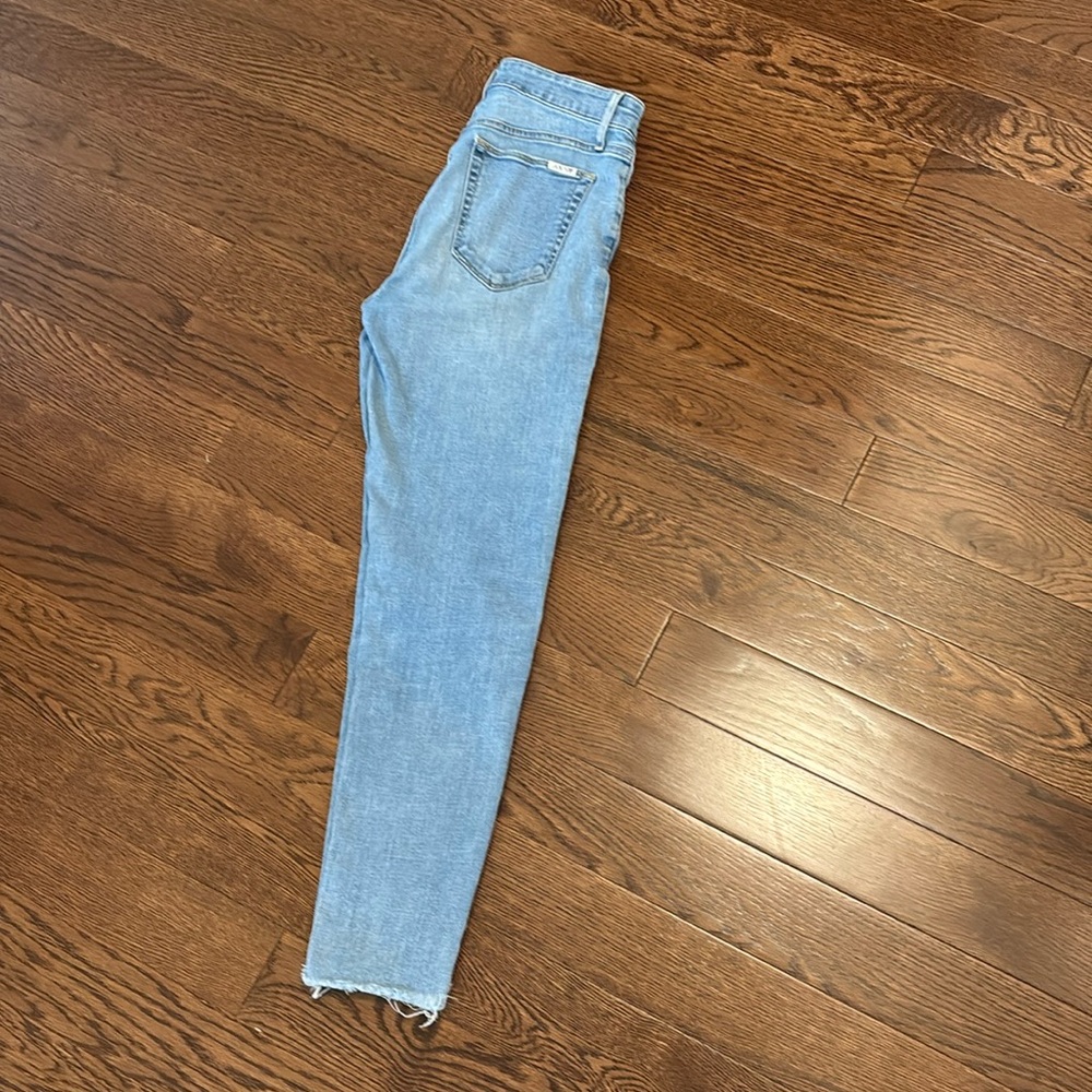 Joes Jeans Raw Hem High Rise Ankle Jeans. Style TMYDUX5734 in color duxbury.